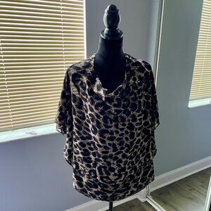 Andrew Charles Leopard Pattern Blouse in Black and Brown
